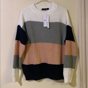 Merokeety striped knit sweater size small